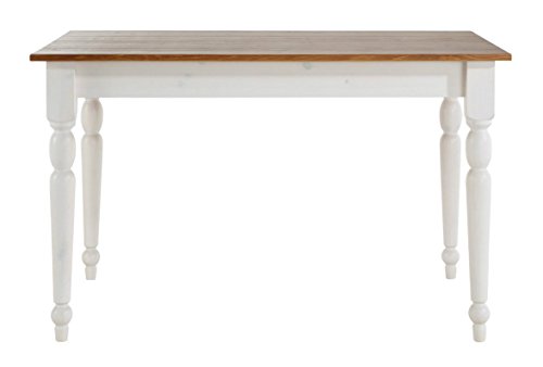 LifeStyleDesign 628062 Tisch Rimini 75 x 80 x 110 cm, kiefer massiv, weiß honig lackiert3