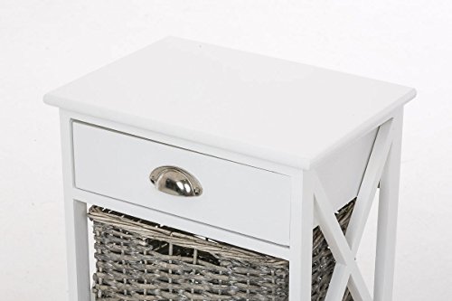 CLP 3er Korb Kommode / Telefontisch BRETO, Landhausstil, inklusive 3 Körben (Höhe: 83 cm, Breite: 41 cm, Tiefe: 30 cm) weiß3