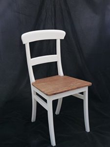 Stuhl im Landhausstil Teakholz in weiß und Natur