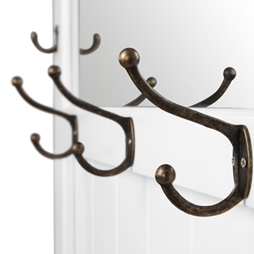 Landhaus Wandgarderobe mit Spiegel inkl. 5 Haken in weiß2