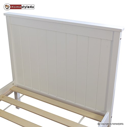 Homestyle4u Jugendbett Einzelbett Holzbett Bettgestell 90x200 weiß Tagesbett Bett Kiefer2