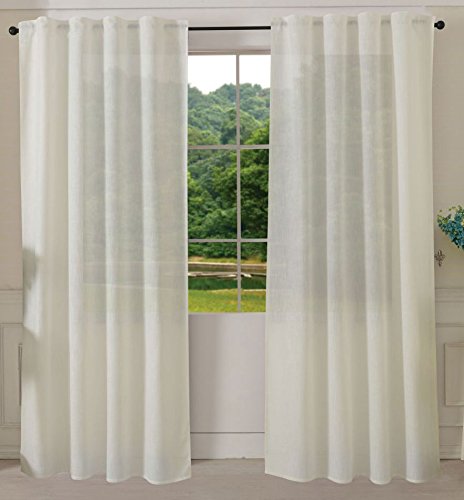 Vorhang Schal Schlaufen blickdicht Natur Leinen Optik Grobfaser 2 Stück 245x140 (HxB) Landhaus Stil, 2044002