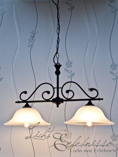 mattschwarze Deckenleuchte mit Alabasterglas 1/4/755 Deckenlampe Landhausstil4