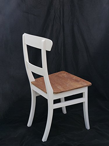 Stuhl im Landhausstil Teakholz in weiß und Natur1