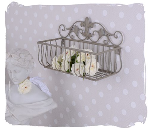 Wandkorb Landhaus Korb Metall Wandregal Ablage Shabby Chic Badregal PALAZZO EXCLUSIVE2