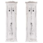 2x Garderobe Wandgarderobe Garderobenpaneel Wandhaken 109x28x3,5cm, Shabby-Look, Vintage ~ weiß