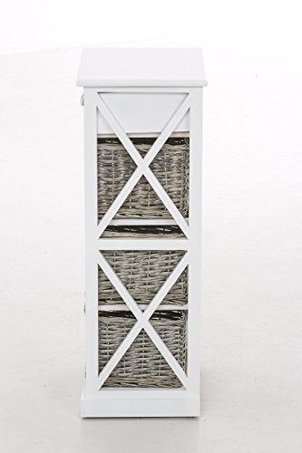 CLP 3er Korb Kommode / Telefontisch BRETO, Landhausstil, inklusive 3 Körben (Höhe: 83 cm, Breite: 41 cm, Tiefe: 30 cm) weiß1