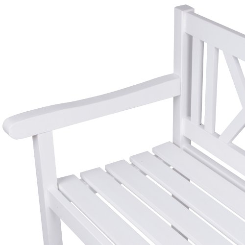 Gartenbank im Landhaus-Stil Sitzbank aus Holz in weiss2