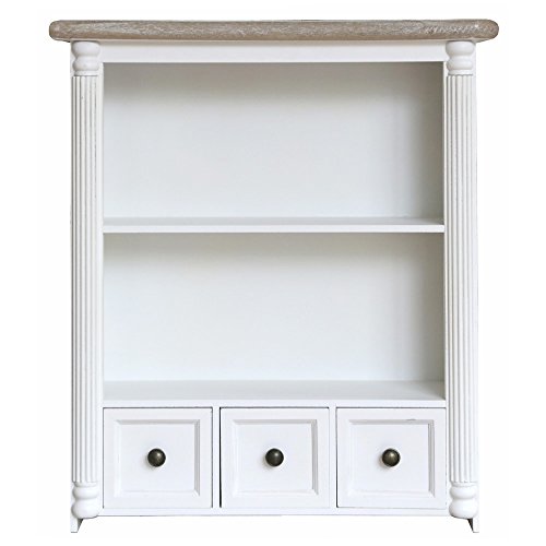 Wandregal RIVIERA weiß braun Regal im Landhausstil mit Pilastern french2