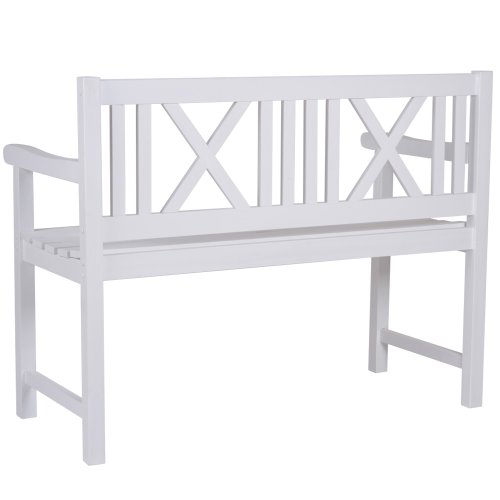 Gartenbank im Landhaus-Stil Sitzbank aus Holz in weiss1