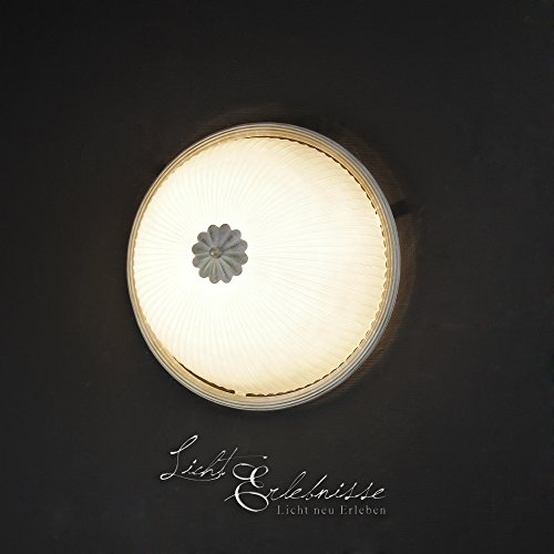 Große Deckenleuchte 38cm Shabby Chic Stil 2x E27 Landhaus Deckenlampe Glas Rustikal Landhaus Lampen Leuchten3