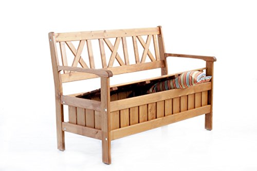 Trendy-Home24 90460 Massivholz Truhenbank circa 120 cm Landhausstil Küchenbank Sitzbank, braun1