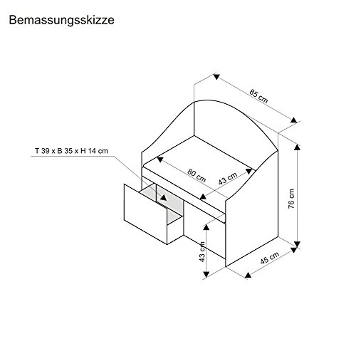Sitzbank mit Stauraum 2 Schubladen Landhaus-Stil MDF weiß 85 cm breit6