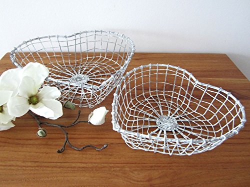 2er Set Herz Korb im Shabby Look Landhausstil Metall3