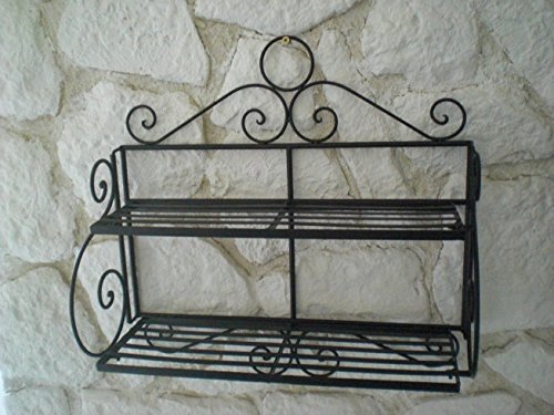 Schwarzes Metall Wandregal im Landhausstil - aufwändig gearbeitet mit dekorativen Ranken2