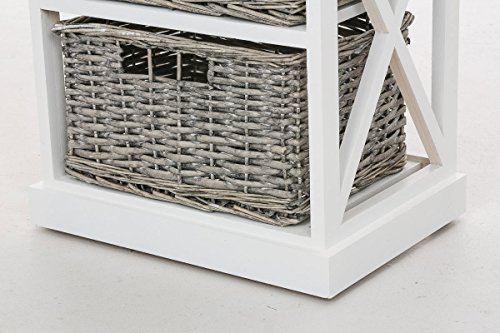 CLP 3er Korb Kommode / Telefontisch BRETO, Landhausstil, inklusive 3 Körben (Höhe: 83 cm, Breite: 41 cm, Tiefe: 30 cm) weiß5