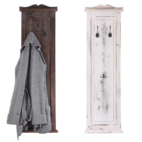 2x Garderobe Wandgarderobe Garderobenpaneel Wandhaken 109x28x3,5cm, Shabby-Look, Vintage ~ weiß6